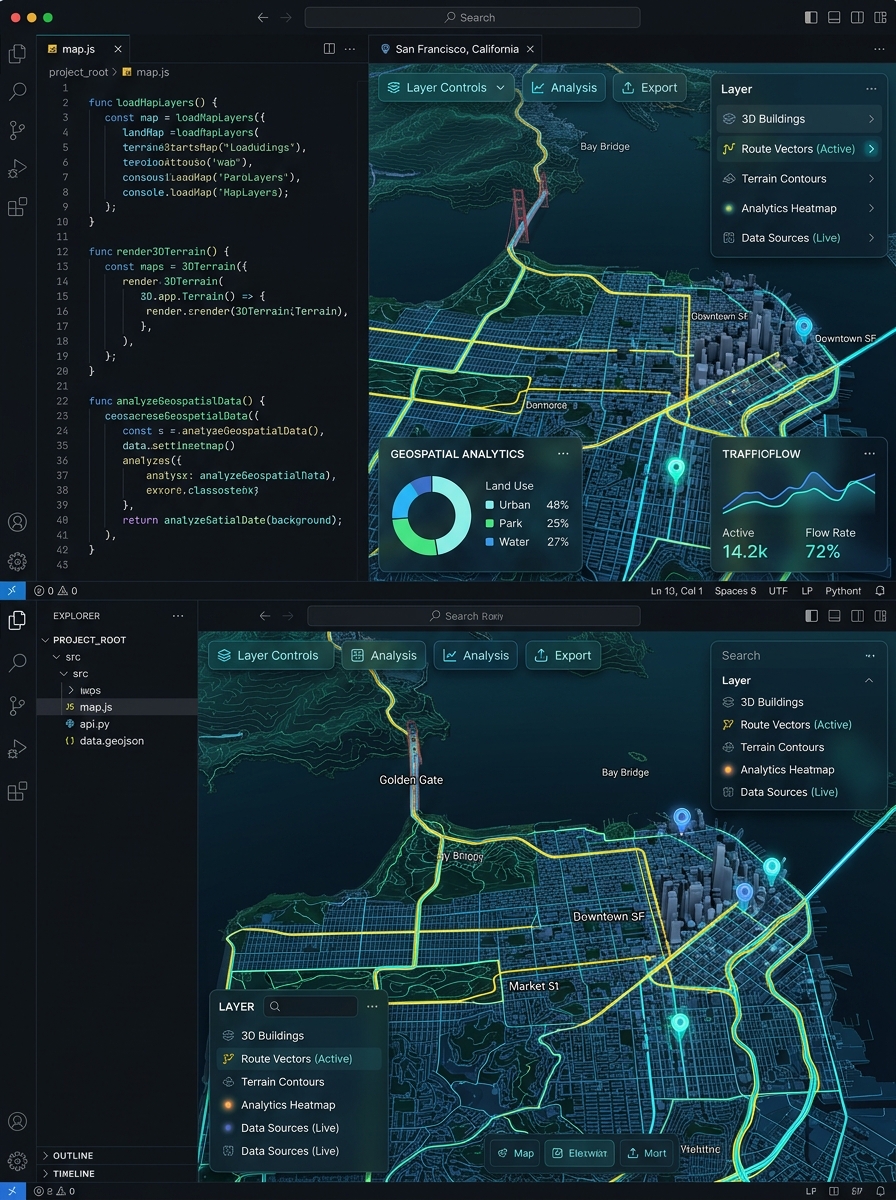 Mockup Code Workspace & WebGIS Geospatial Visualization